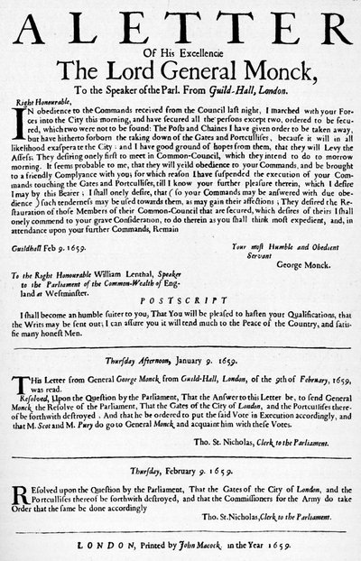 List generała Moncka do przewodniczącego Izby Gmin, 1659 1903 autorstwa Unbekannt
