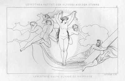 Leucothea, bóstwo morskie, ratuje Odyseusza podczas burzy, c1833 autorstwa Unbekannt