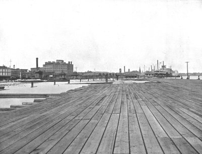 Lądowanie przed groblą i parowcem, Nowy Orlean, Luizjana, USA, ok. 1900. autorstwa Unbekannt
