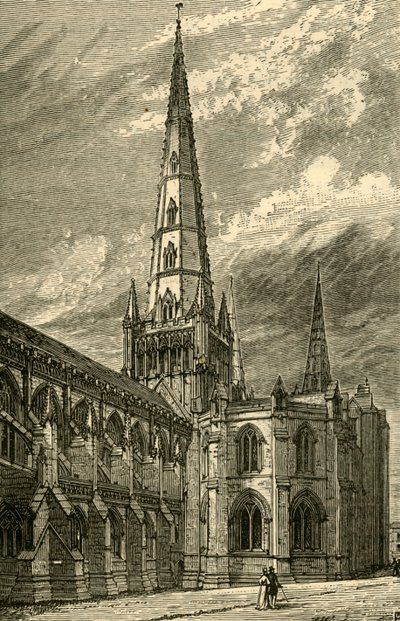 Zewnętrzna część katedry w Lichfield, 1898. autorstwa Unbekannt