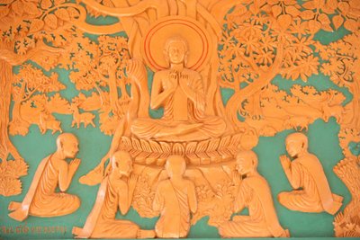 Życie Buddy. Budda ze swoimi 5 uczniami w Benares Phnom Penh Kambodża autorstwa Unbekannt