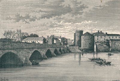Limerick – most Thomond i zamek króla Jana, 1896 r. autorstwa Unbekannt