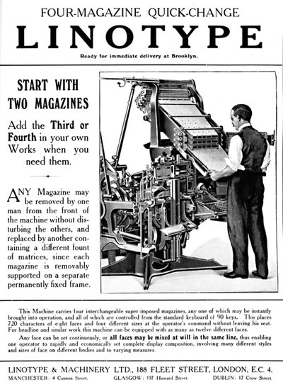 Reklama Linotype & Machinery Ltd., 1919 autorstwa Unbekannt