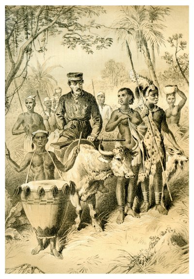 Livingstone słaby od gorączki eskortowany do miasta Shintes, c1854 1883 autorstwa Unbekannt