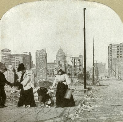Patrząc na wschód od rogu Ellis and Jones - Wysoki budynek, The San Francisco Call, 1906. autorstwa Unbekannt