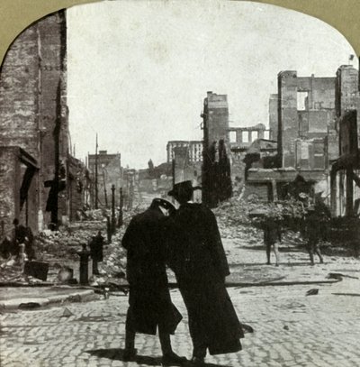 Patrząc na północny wschód od rogu Sutter i Jones Sts., 1906. autorstwa Unbekannt