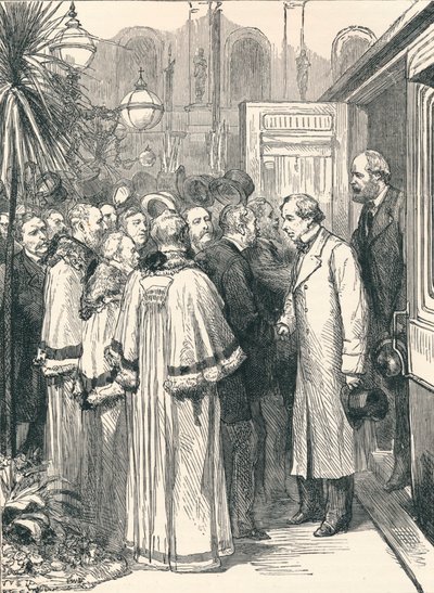 Lord Beaconsfield i Lord Salisbury na stacji kolejowej Charing Cross, 1896 r autorstwa Unbekannt