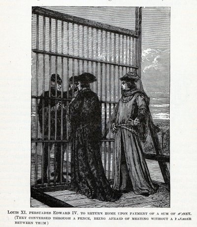 Ludwik XI namawia Edwarda IV do powrotu do domu z pewną sumą pieniędzy, 1882 autorstwa Unbekannt