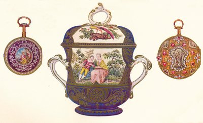 Ludwika XVI. Gold Repeater, c.1770, Stara porcelanowa porringer i okładka Chelsea, c.1710, 1903 autorstwa Unbekannt