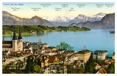 Lucerna i Alpy, Szwajcaria, XX wiek autorstwa Unbekannt