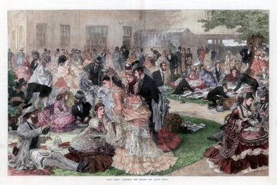 Pora obiadowa za trybuną, wyścigi Ascot, 1872 autorstwa Unbekannt