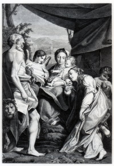Madonna z Dzieciątkiem ze św. Hieronima i Marią Magdaleną Dzień 1525-1528 1870 autorstwa Unbekannt