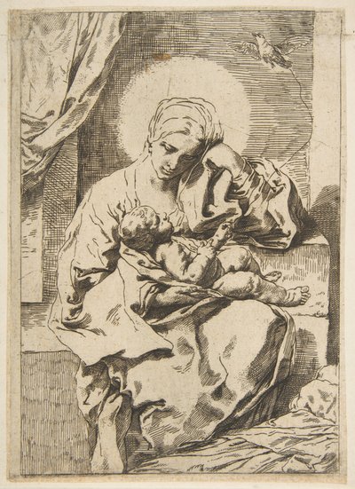 Madonna z Dzieciątkiem z ptakiem, kopia w odwrotnej kolejności za Cantarini, ok. 1900 r. 1635-1636 lub później. autorstwa Unbekannt