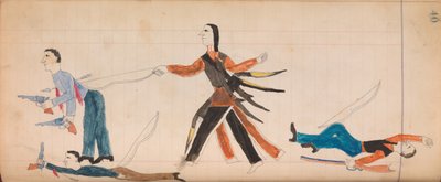 Maffet Ledger: Indianin i trzech białych mężczyzn, ca. 1874-81. autorstwa Unbekannt