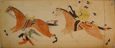 Maffet Ledger: Dwóch Indian z końmi, ca. 1874-81. autorstwa Unbekannt