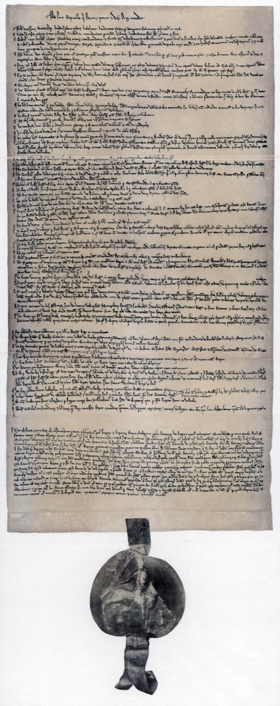 Magna Carta, angielski statut pierwotnie wydany w 1215 autorstwa Unbekannt