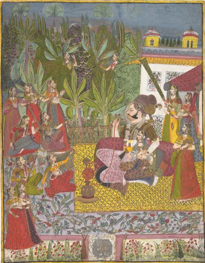 Maharaja Bijay Singh w swoim haremie, Ca. 1770. autorstwa Unbekannt