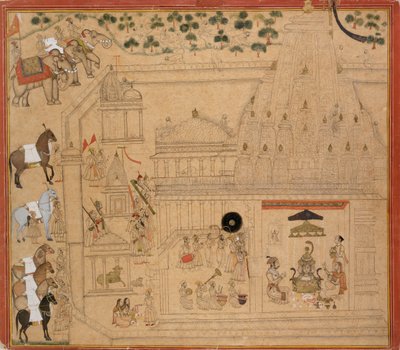 Maharana Amar Singh z Mewar w świątyni Eklingji, c1705 autorstwa Unbekannt