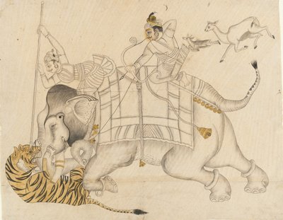 Mahrao Shatru Salli 1866-89 Polowanie na tygrysa, ca. 1866-89. autorstwa Unbekannt