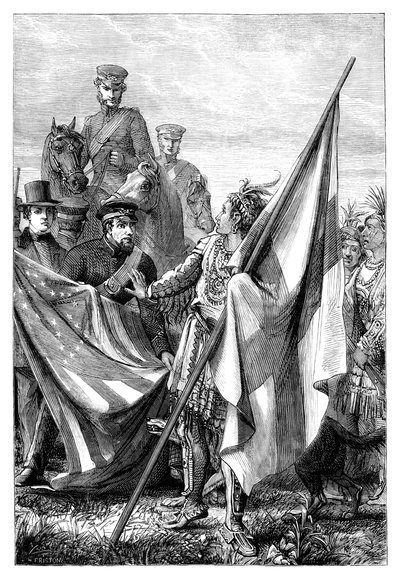 Major Sprague i Indianie, c1895 autorstwa Unbekannt