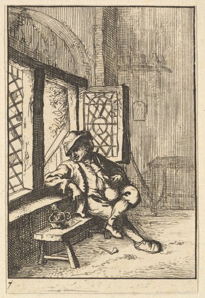 Człowiek siedzący przy oknie kopia, 1610-85. autorstwa Unbekannt