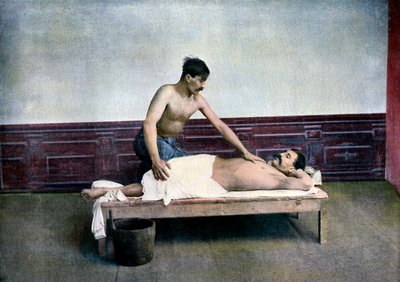 Mężczyzna podczas masażu w łaźni, ok. 1890 r. autorstwa Unbekannt