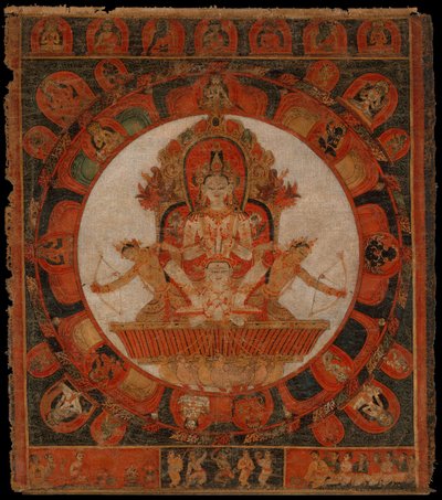 Mandala z Chandra, boga księżyca, koniec XIV i początek XV wieku. autorstwa Unbekannt