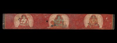 Okładka rękopisu z Wisznu otoczona przez Lakshmi i Sarasvati, XIV wiek. autorstwa Unbekannt