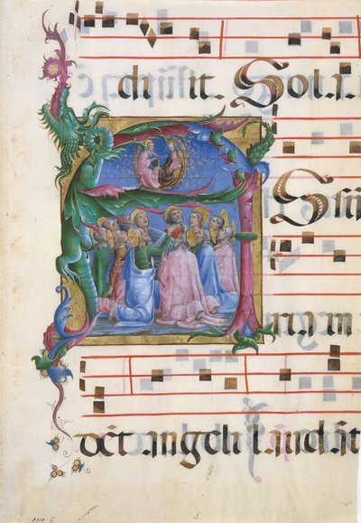 Iluminacja rękopisu z Wniebowzięciem Marii w inicjale A..., włoski, 1450-60. autorstwa Unbekannt