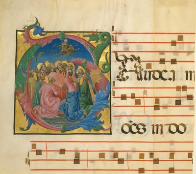 Iluminacja rękopisu z Wniebowzięciem Najświętszej Marii Panny w inicjale G..., Wł., 1450-60. autorstwa Unbekannt