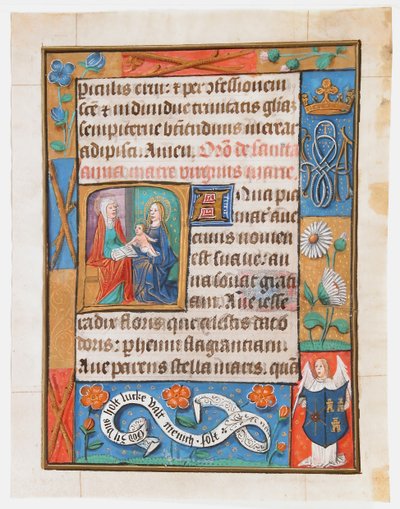 Kartka rękopisu z Księgi Godzin, ca. 1500. autorstwa Unbekannt