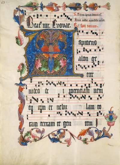 Karta rękopisu z inicjałem A, z antyfonarza, j. niem., ca. 1425-50. autorstwa Unbekannt