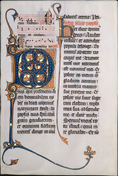 Karta rękopisu z inicjałem M, z mszału, franc. 1290. autorstwa Unbekannt