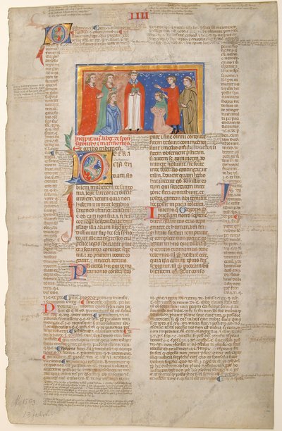 Karta rękopisu ze sceną ślubu, z Dekretów Grzegorza IX, wł., ca. 1300. autorstwa Unbekannt