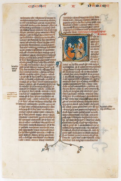 Kartka rękopisu z otwarciem Księgi Nehemiasza, z Biblii, ca. 1280-1300. autorstwa Unbekannt