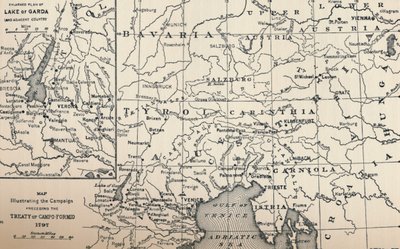 Mapa ilustrująca kampanię poprzedzającą traktat w Campo-Formio, 1797, 1896 autorstwa Unbekannt