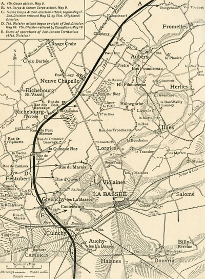 Mapa ilustrująca działania 1. Armii..., I wojna światowa, 1915, c1920. autorstwa Unbekannt