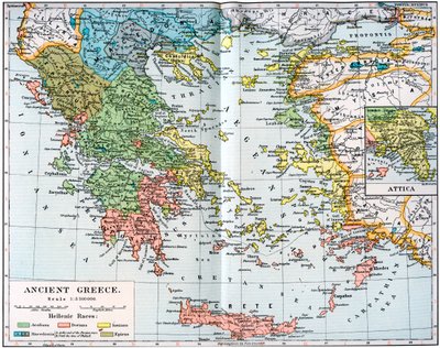 Mapa starożytnej Grecji, 1902 autorstwa Unbekannt