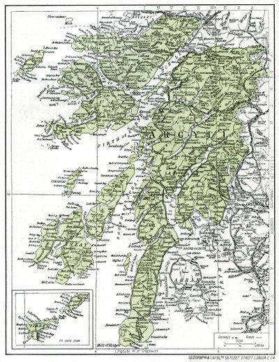 Mapa Argyllshire, 1924-1926 autorstwa Unbekannt