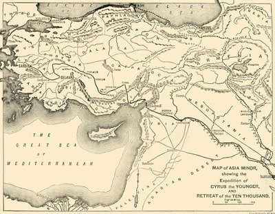 Mapa Azji Mniejszej, Wyprawa Cyrusa Młodszego i Odwrót Dziesięciu Tysięcy, 1890. autorstwa Unbekannt