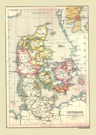 Mapa Danii, 1902. autorstwa Unbekannt