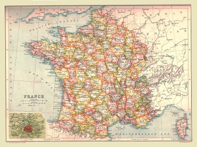 Mapa Francji, 1902. autorstwa Unbekannt