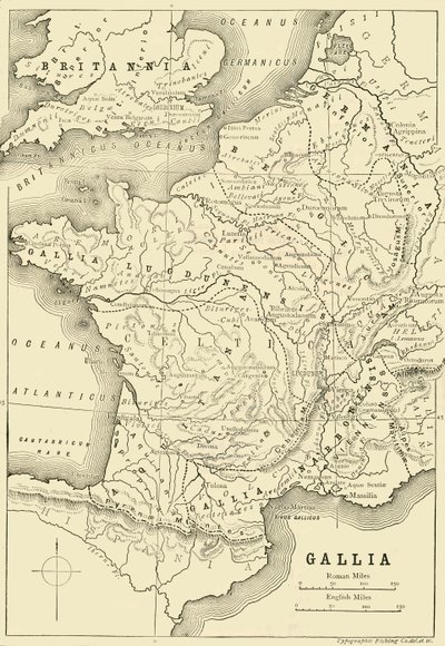 Mapa Galii i części Wielkiej Brytanii, 1890. autorstwa Unbekannt