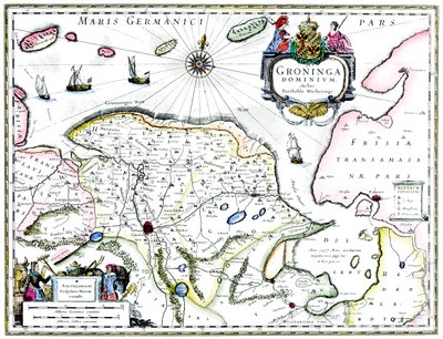 Mapa Groningen, Holandia, XVII wiek autorstwa Unbekannt