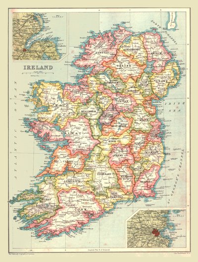 Mapa Irlandii, 1902. autorstwa Unbekannt