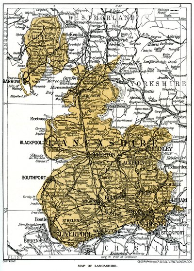 Mapa Lancashire, 1924-1926 autorstwa Unbekannt