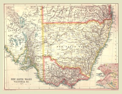 Mapa Nowej Południowej Walii i Wiktorii, 1902. autorstwa Unbekannt