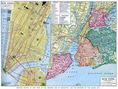 Mapa Nowego Jorku, USA, ok. 1930 autorstwa Unbekannt