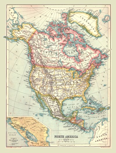 Mapa Ameryki Północnej, 1902. autorstwa Unbekannt