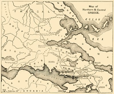 Mapa północnej i środkowej Grecji, 1890. autorstwa Unbekannt